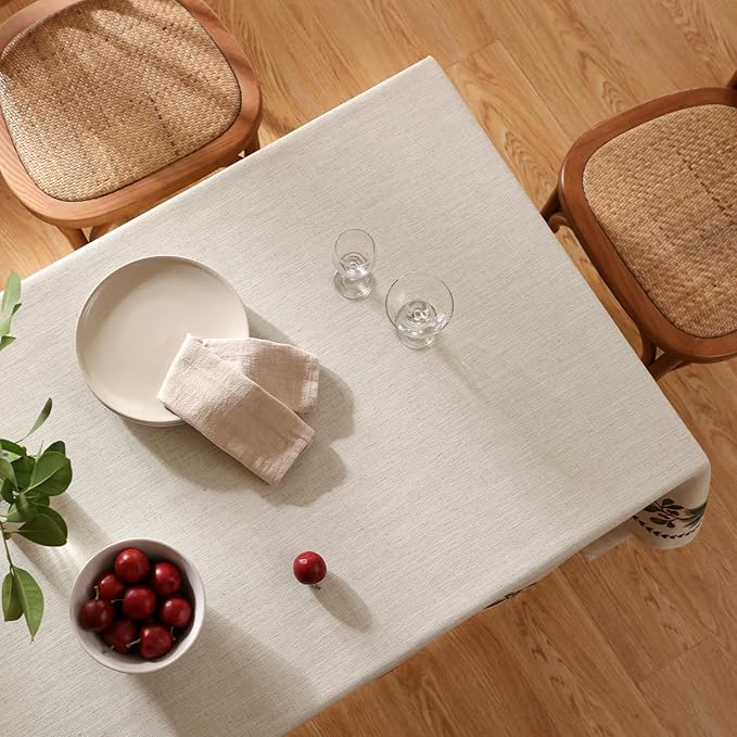 ISAENNE Designer Vintage Linen Rectangular Tablecloth,102"x63"-Carol G