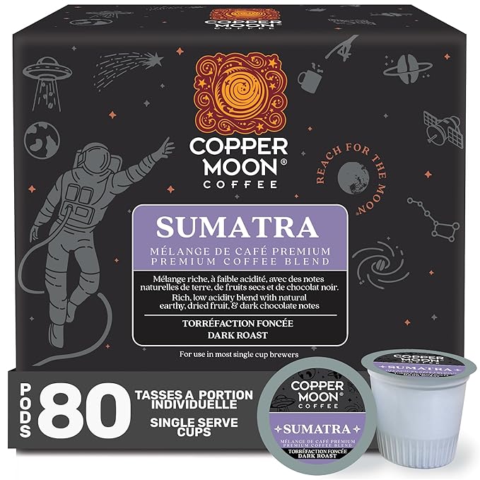 Copper Moon K-Cup Coffee Pods, Dark Roast, Sumatra Blend, 80 Count