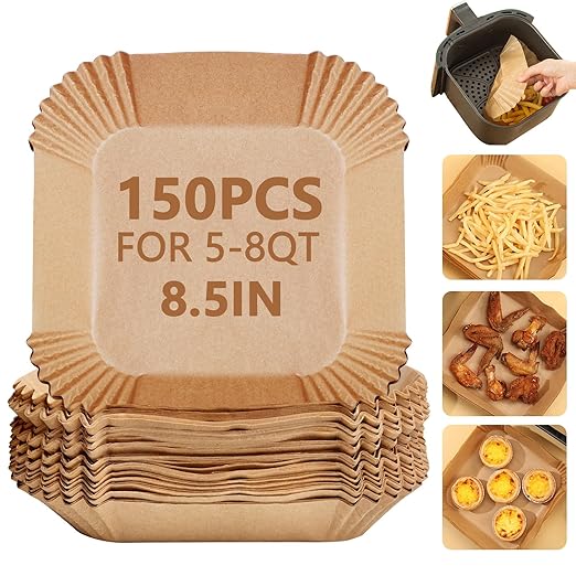 150 PCS Air Fryer Liners, 8.5 Inch Square Parchment Paper Sheets