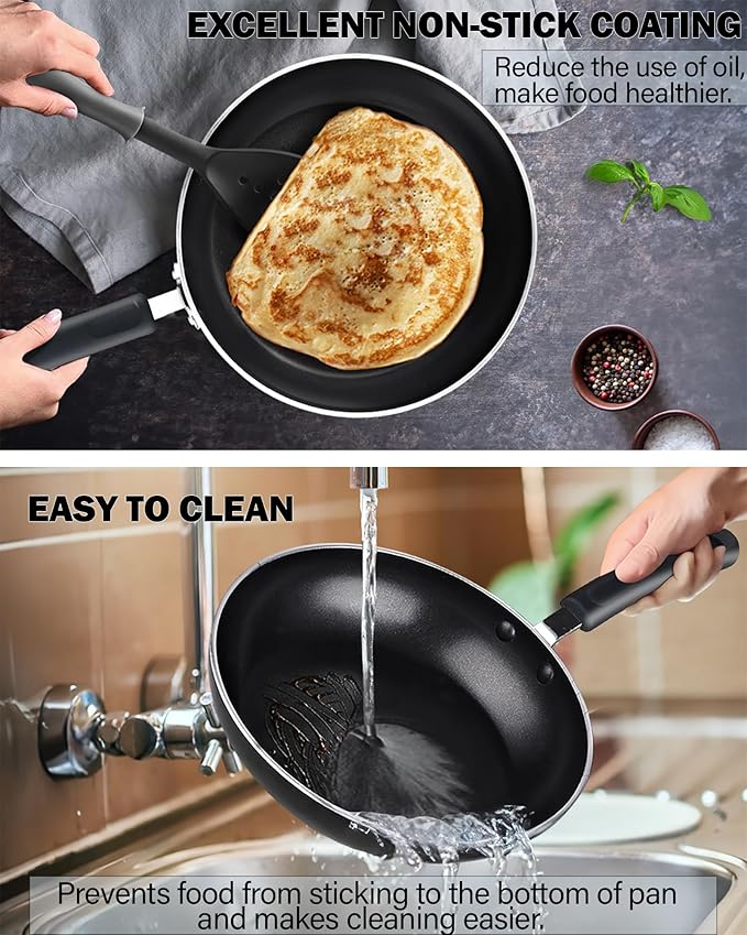 Cook N Home 8-Piece Nonstick Pot and Pan Set with Lid Induction Compatible