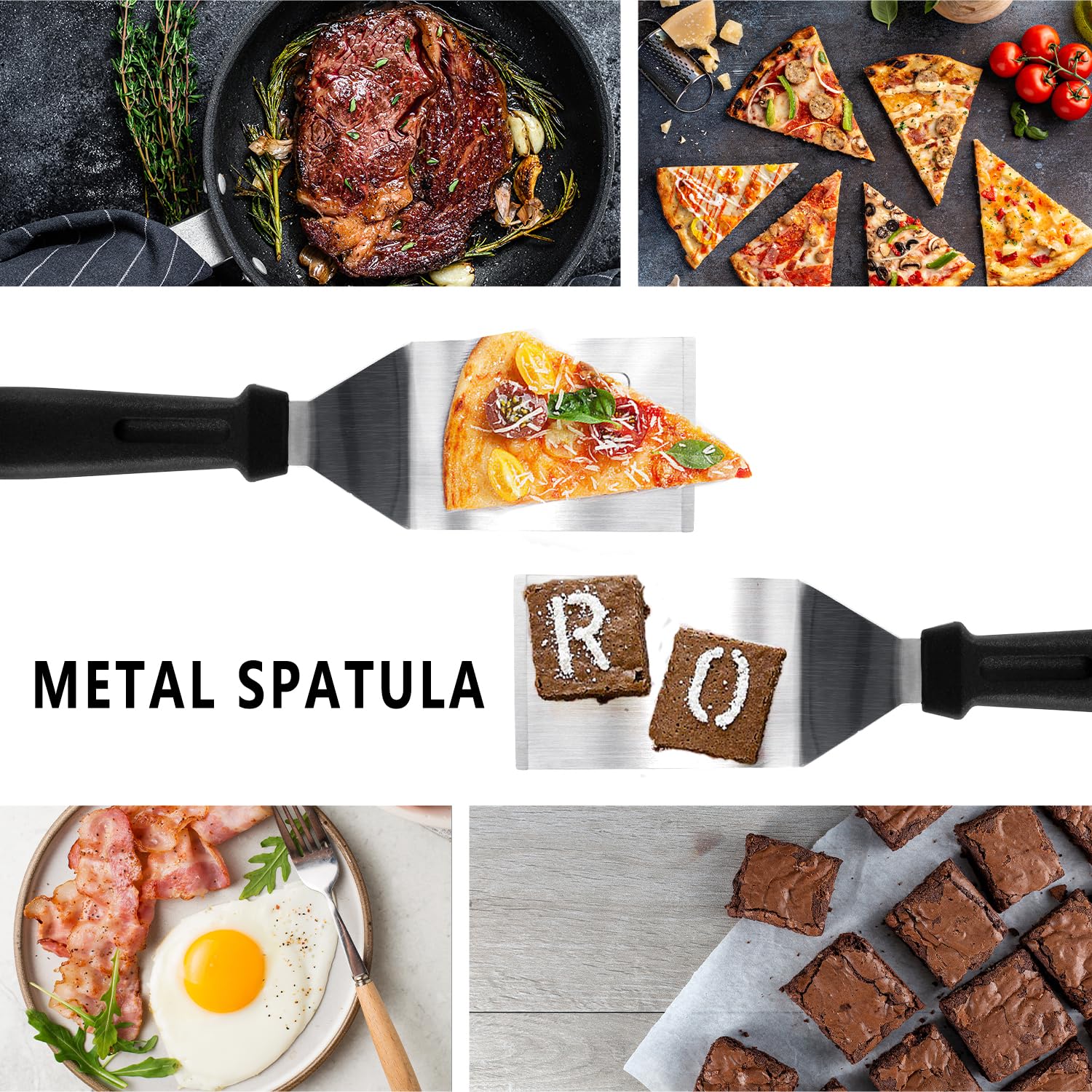 1Pc 9.8in Stainless Steel Spatula Heat Resistant Handle for BBQ Dessert
