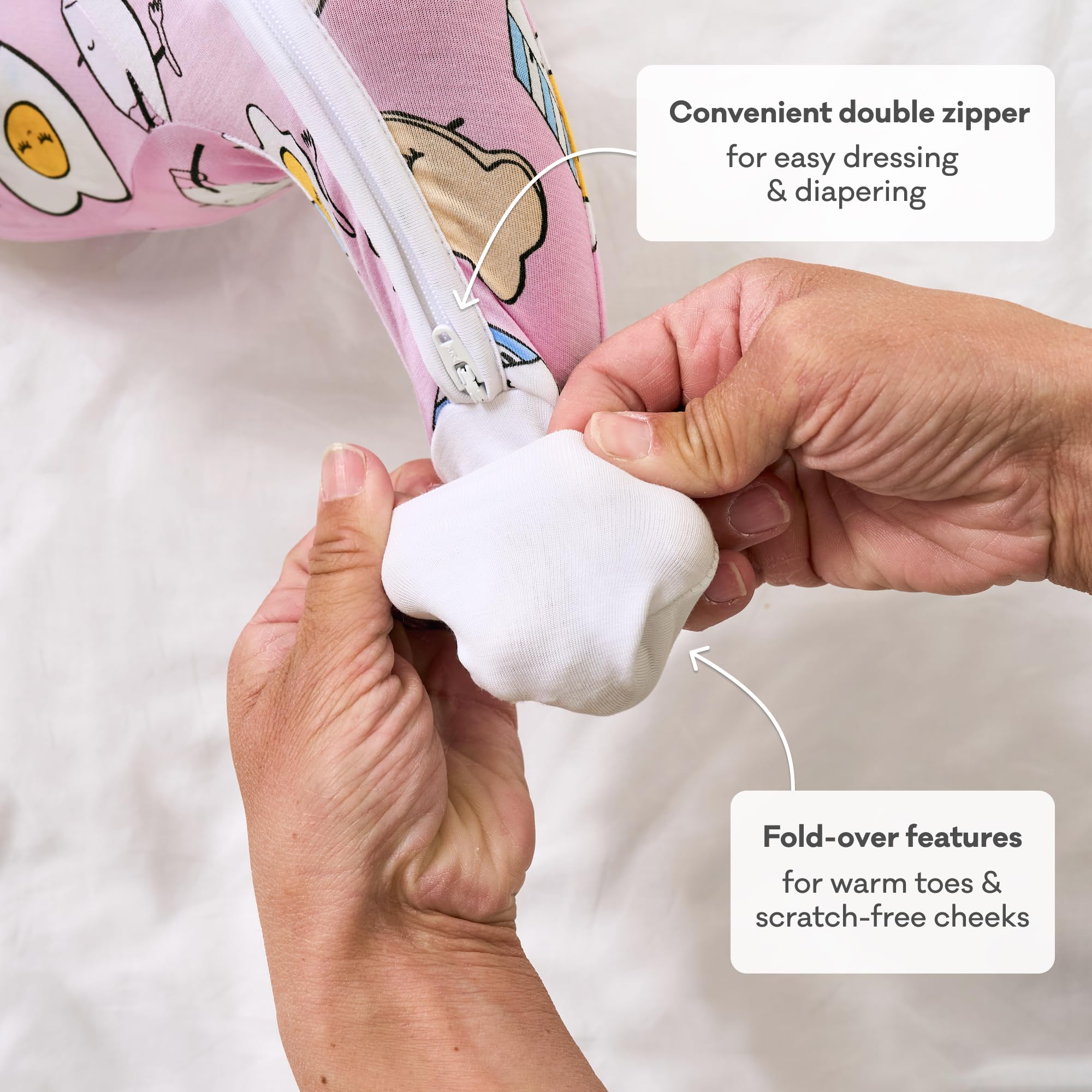 Little Sleepies Baby Pajamas, Pink Breakfast Buddies, 6-12M