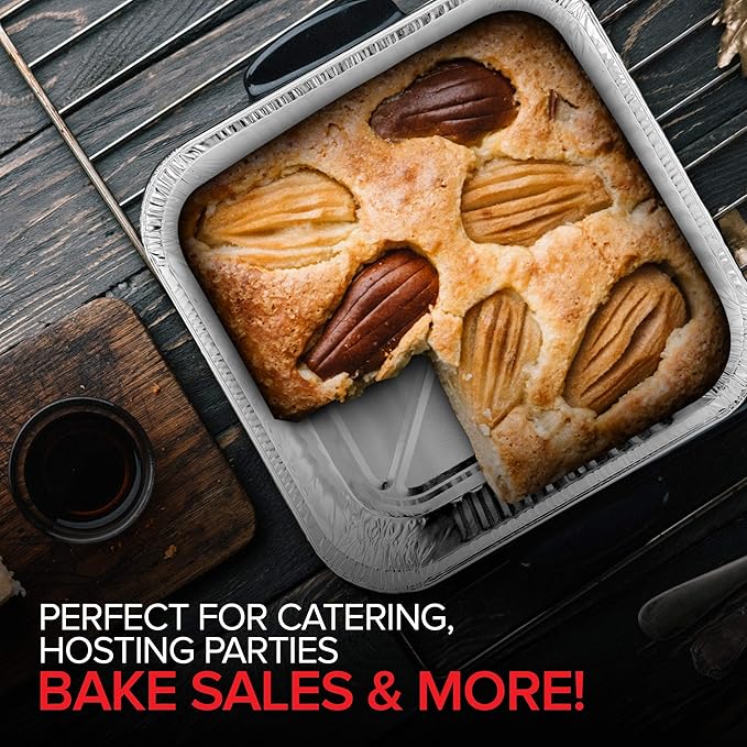 Stock Your Home 8x8 Foil Pans (20 Pack) 8 Inch Square Aluminum Pans - Foil Pans - Disposable Food Containers Great for Baking Cake, Cooking, Heating, Storing, Prepping Food