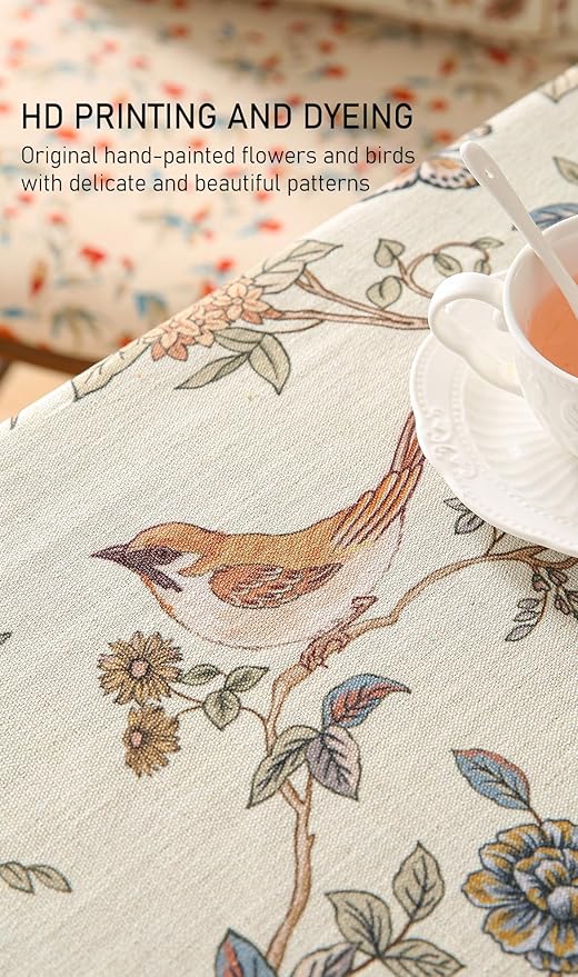 ISAENNE Designer French Linen Square Large Tablecloth,67"x67"-Cornucopia
