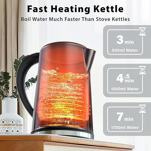 1.7L Electric Kettle, Stainless Steel Interior, 1500 Watt