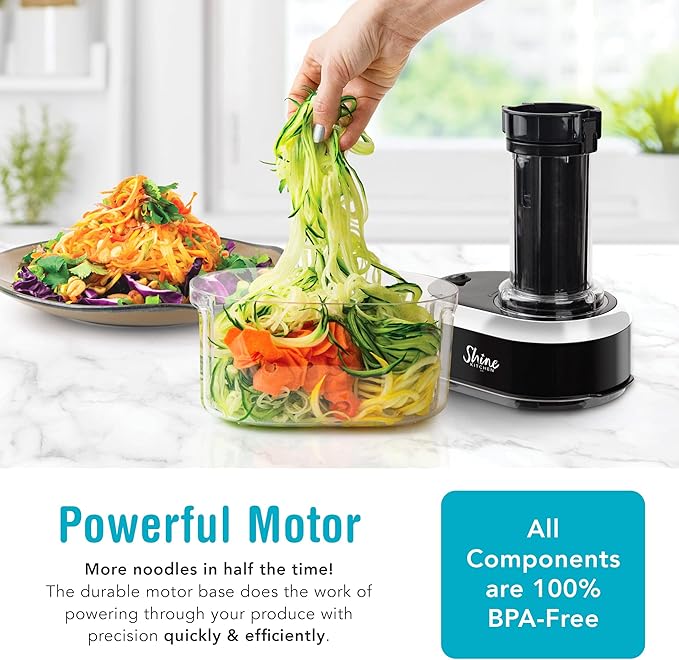 Shine Kitchen Co. SES-100 Electric Vegetable Spiralizer with No Slip Veggie Grip