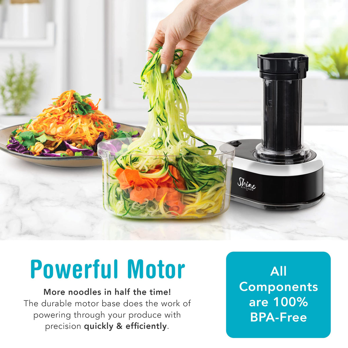 Shine Kitchen Co. SES-100 Electric Vegetable Spiralizer with No Slip Veggie Grip
