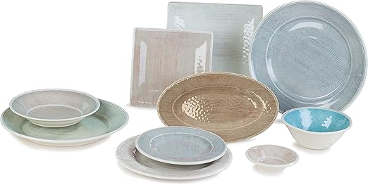 Carlisle FoodService Products Grove Reusable Plastic Plate Square Plate with Rim for Home and Restaurant, Melamine, 10.5 Inches, Smoke, (Pack of 12)