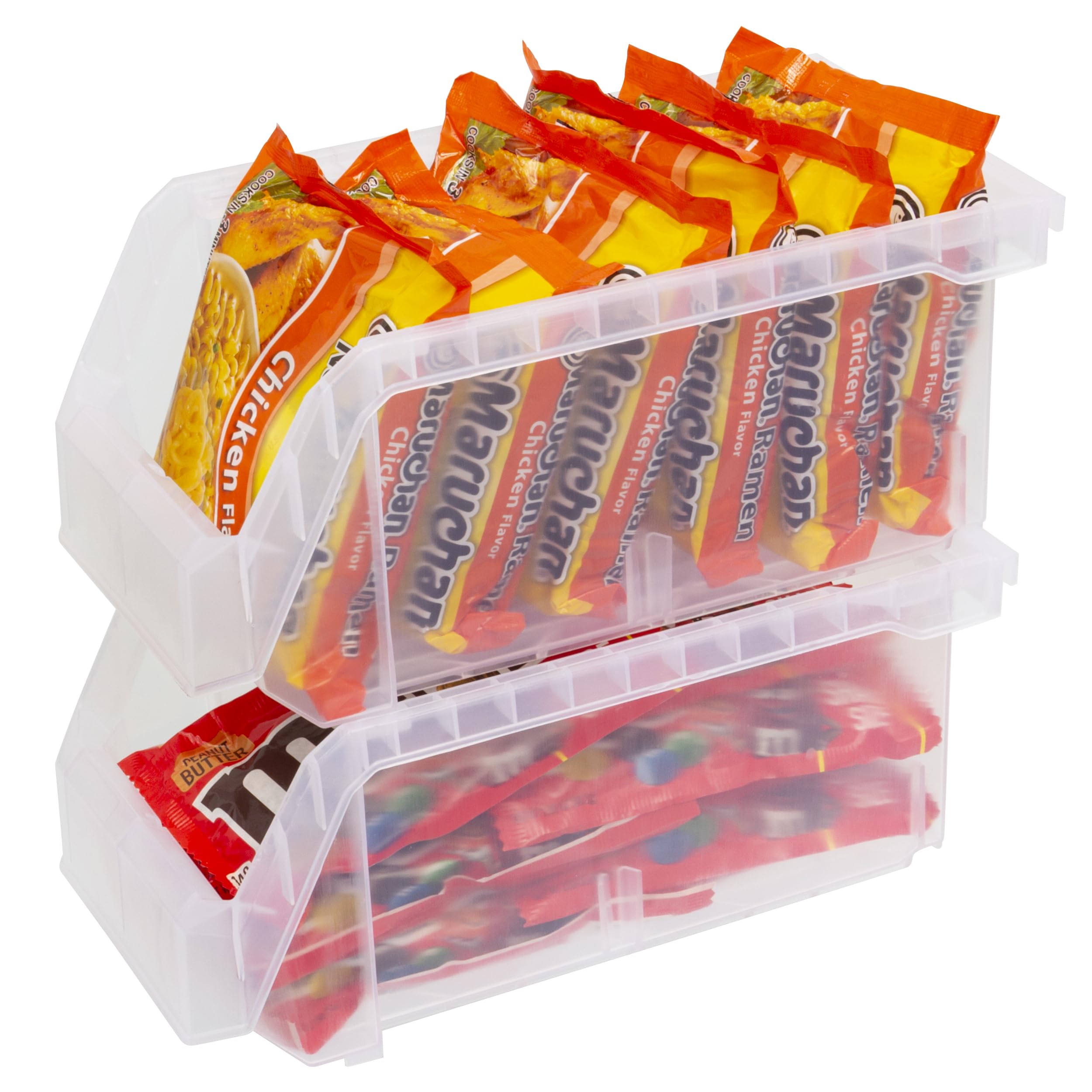 ReadySpace Medium Plastic Storage Bins, Stackable Organizer Containers for Closet Pantry Shelf Garage and Office Organization, Clear, 8 Pack