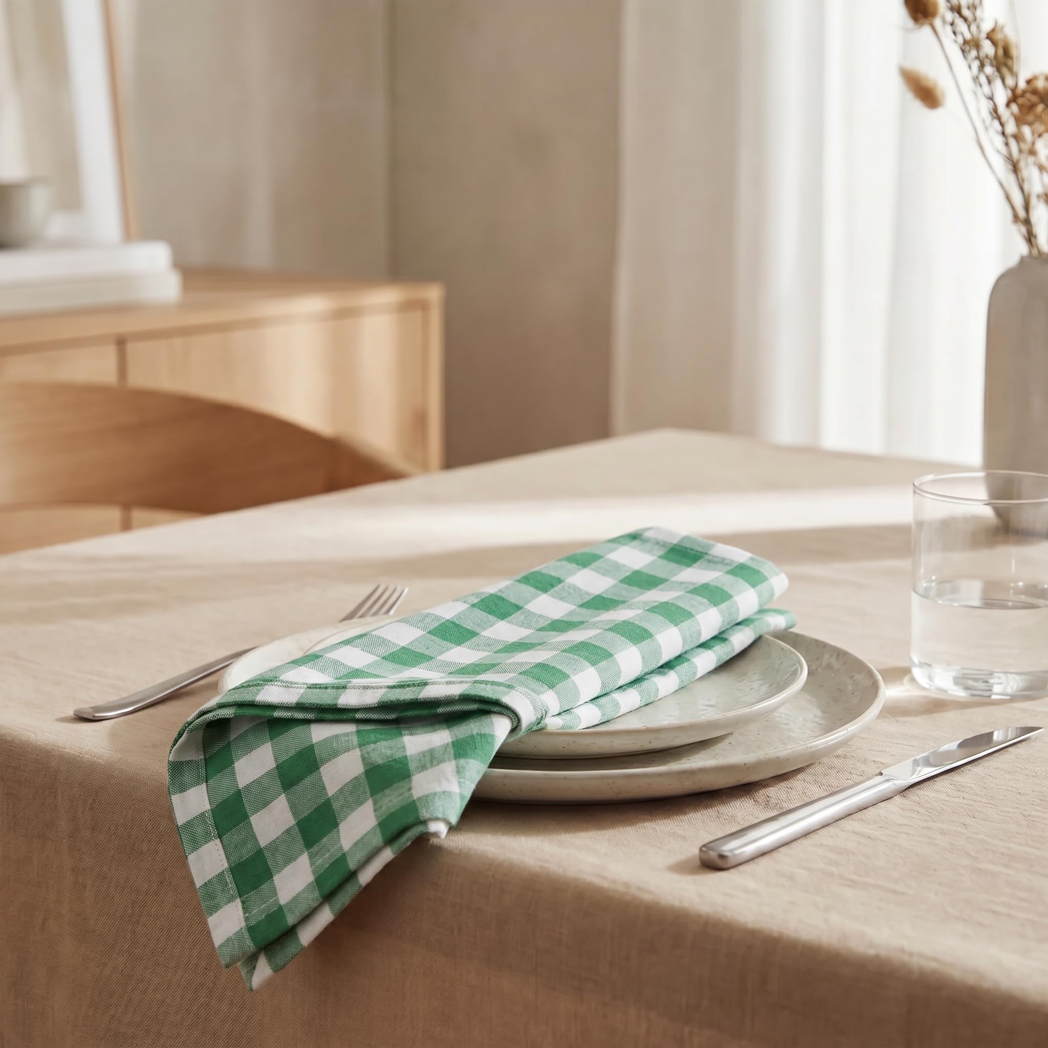 Urban Villa Cloth Napkins Cotton 20x20 (Set of 12) Hunter White