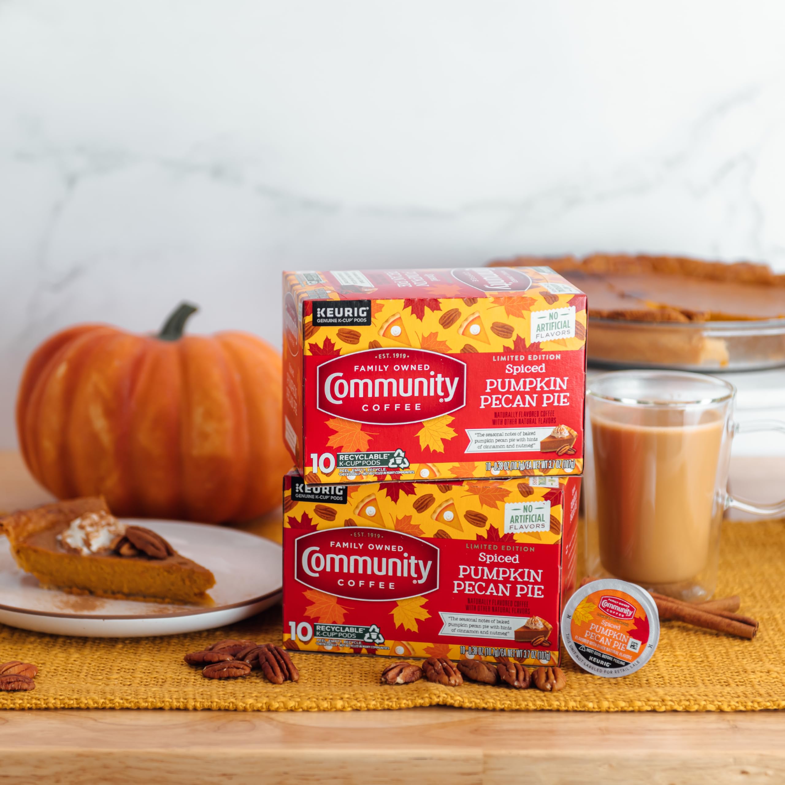 Community Coffee Spiced Pumpkin Pecan Pie Flavored Keurig Coffee Pods, 60 Count, Limited Edition, Medium Roast, 10 count (Pack of 6)