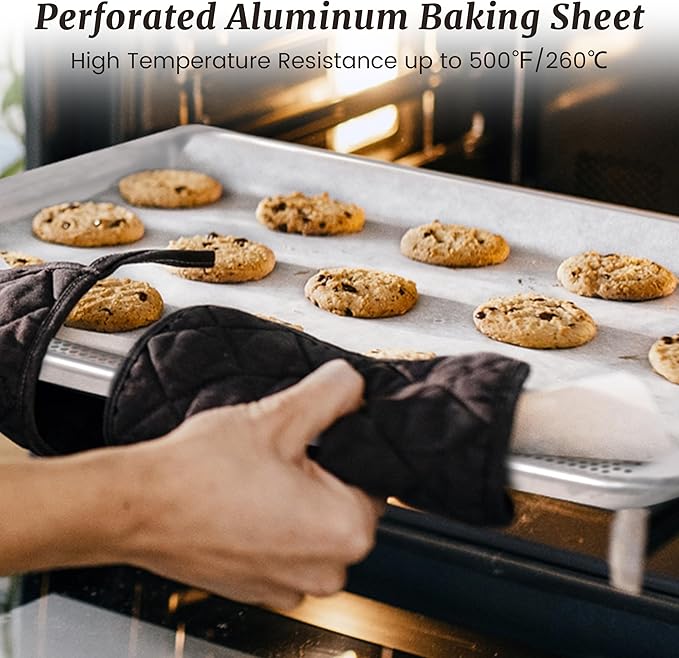 FSUON 12 Pack Full Size Perforated Aluminum Baking Sheet, 26 x 18 in