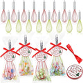 FoldTier 16 Sets 10 Inch Christmas Whisks Gifts DIY Fillable Christmas Tree Ornaments Xmas Colored Silicone Whisks for Cooking Heat Resistant Egg Beaters with Card Rope Bag for Candy Holder