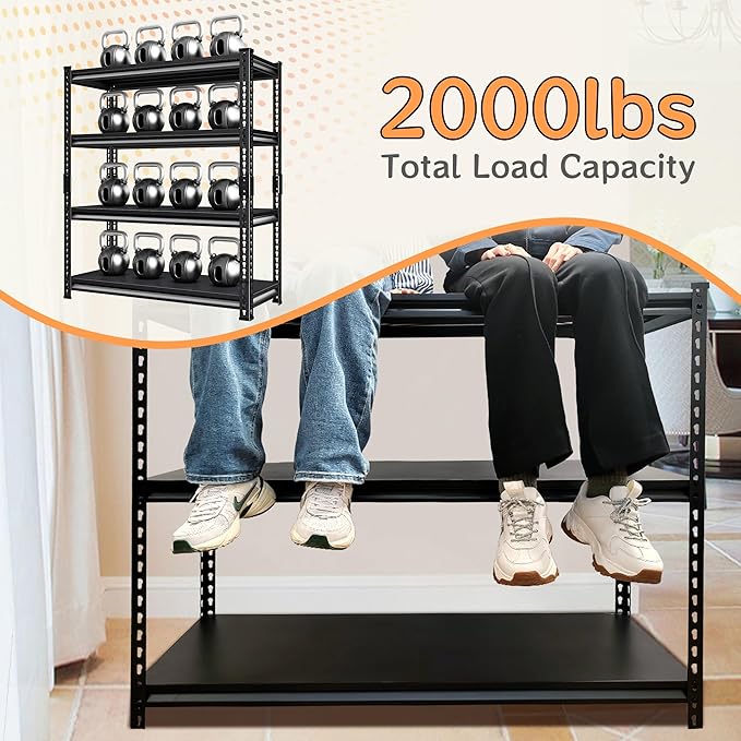 SUPPNEED Metal Garage Shelving Unit: 47.2" W x 15.7" D x 71.6" H Black