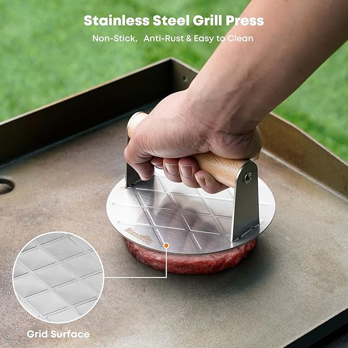 Stanbroil Griddle Accessories with Smashed Burger Press Griddle Kit Set
