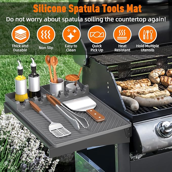 Silicone Grill Mat Compatible with Blackstone, Grey