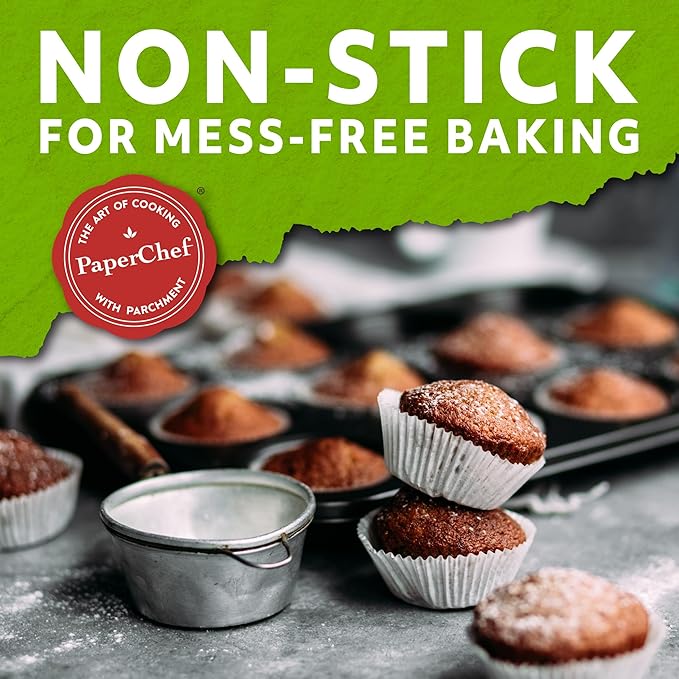 PaperChef XL Parchment Baking Cups Nonstick Easy Release 30 Count