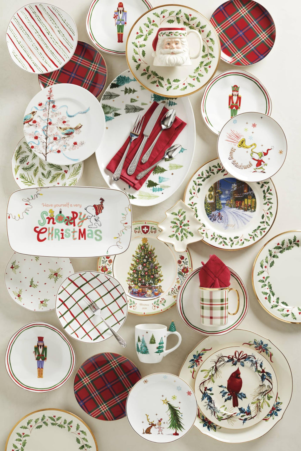 Lenox Holiday Porcelain Christmas Salad Plate Set for 4
