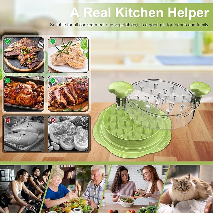 Chicken Shredder Tool Twist Large Meat Shredder with Brush&Fork, Matcha