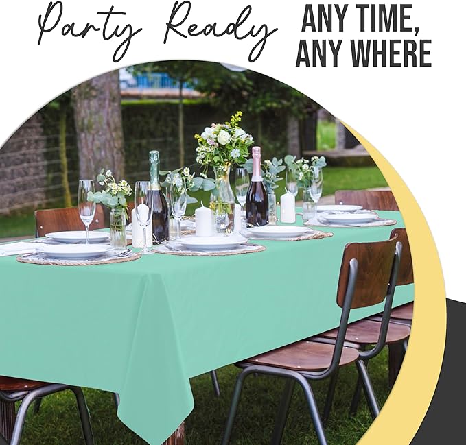 Exquisite 66% Thicker Premium Plastic Table Cloth Rectangle Table Cover 0.5 Mil 6 Pack Mint Table Cloth 54 Inch x 108 Inch Disposable Tablecloth Won't Tear Easily Like Cheap Thin Brands