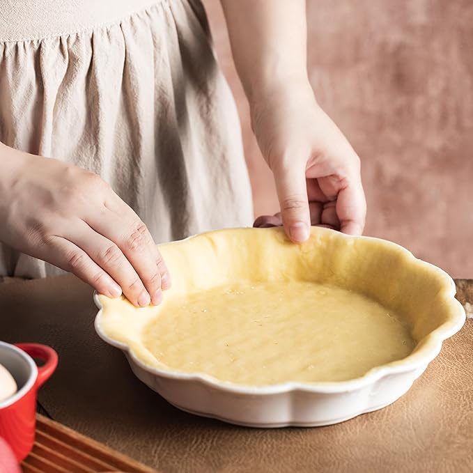 Cormomu Pie Pan for Baking, 9 Inch Ceramic Pie Dish Non-Stick