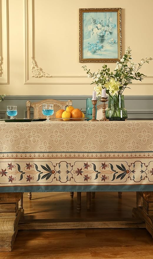patdrea Designer French Linen Tablecloth,Rectangular,110"x63"-Fram