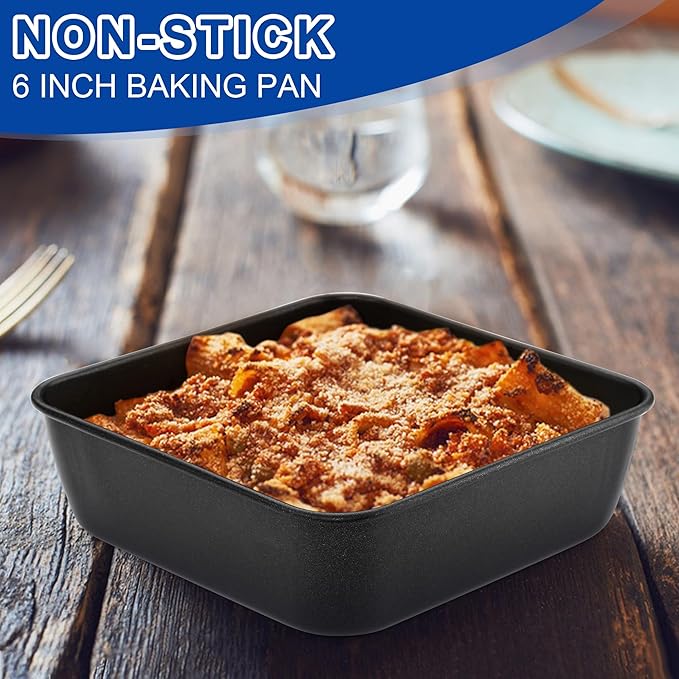 E-far 6 Inch Square Cake Pan, Nonstick Small Baking Pan for Brownie Bread