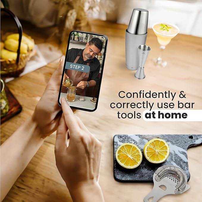 A Bar Above 4 Piece Cocktail Shaker Set with Cocktail Course Included