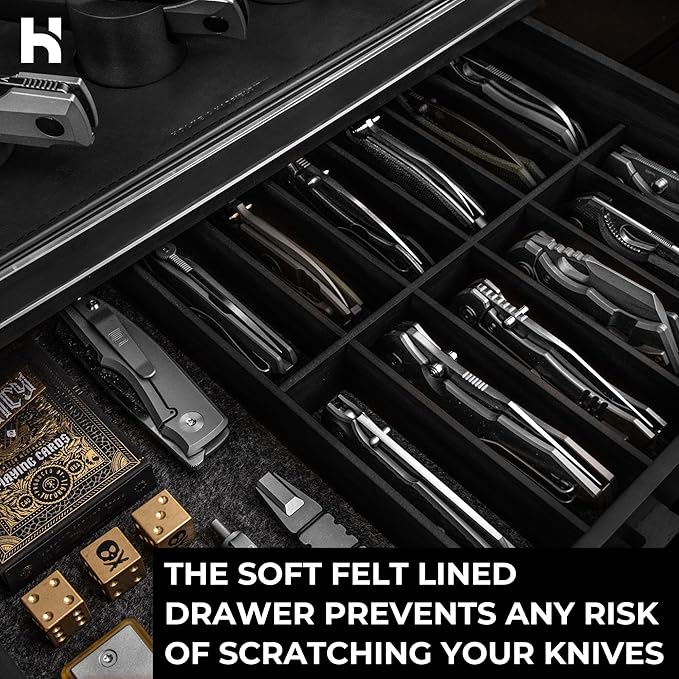 Holme & Hadfield 30 Knife Wooden Pocket Knife Display Case with Drawer
