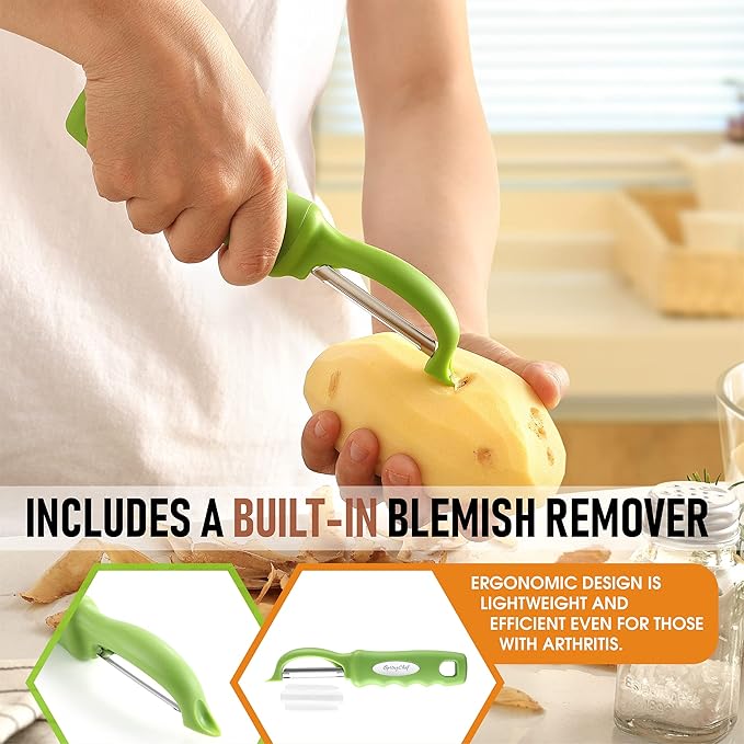 Spring Chef Swivel Vegetable Peeler with Soft Grip Handle, Set of 2, Green