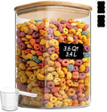 ComSaf Glass Storage Jars with Bamboo Lids 3.6 Qt Large Pantry Square