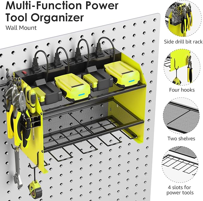 CCCEI Wall Mount Modular Tool Charging Organizer, Green, 2 Pack, 3 Tier.