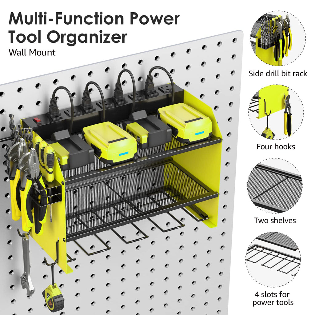 CCCEI Wall Mount Modular Tool Charging Organizer, Green, 2 Pack, 3 Tier.