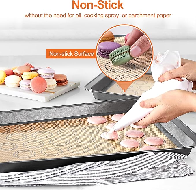 HOOMIL Macaron Silicone Baking Mats, 15 x 10 Inch, 2 Pack, Nonstick