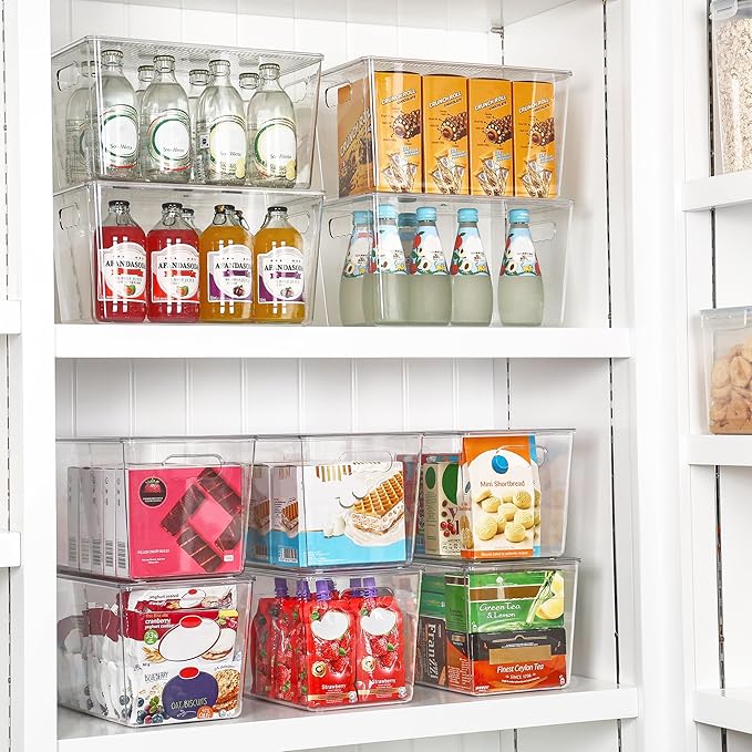 Vtopmart 6 Pack Clear Stackable Storage Bins with Lids, XLarge