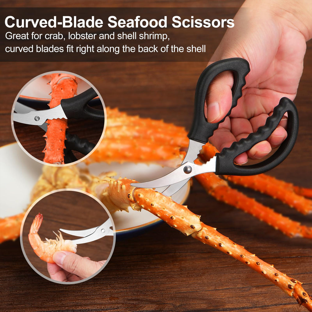 20 Pcs Crab Crackers and Tools, Crab Crackers, Lobster Sheller, Fork, Scissors & Storage Bag, Crab & Lobster Eating Utensils for Seafood Lovers