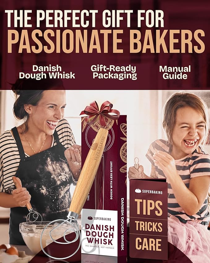 Superbaking 12" Danish Dough Whisk for Bread Mixing