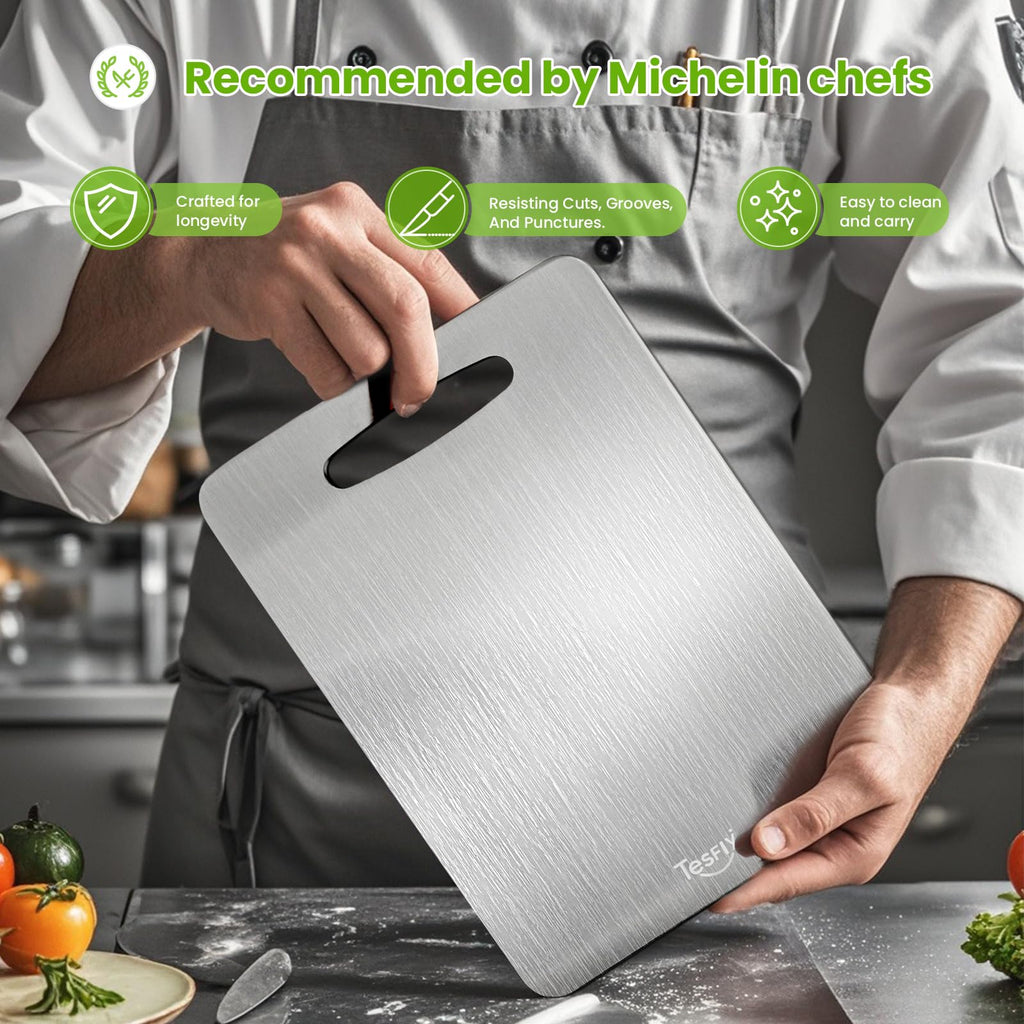 3 Pack Titanium Cutting Board, 100% Pure Titanium Cutting Boards For Kitchen, Dishwasher Safe, Easy to Clean, Double-sided Food-grade Cutting Board For Meats,STQ4