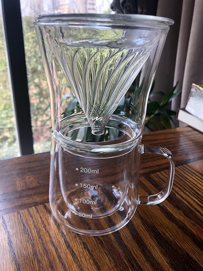 FISHNU TaiLake Coffee Self Brewing Cup - Perfect for Single Serve Coffee - Experience the Art of One Cup Pour Over Coffee Maker(Vortex Filter Set)