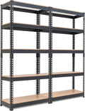 HOMEDANT 28" W 5 Tier Heavy Duty Garage Shelving Adjustable Metal Rack Storage Shelves Standing Shelf Unit Organizers Pantry Closet Black 2Pack