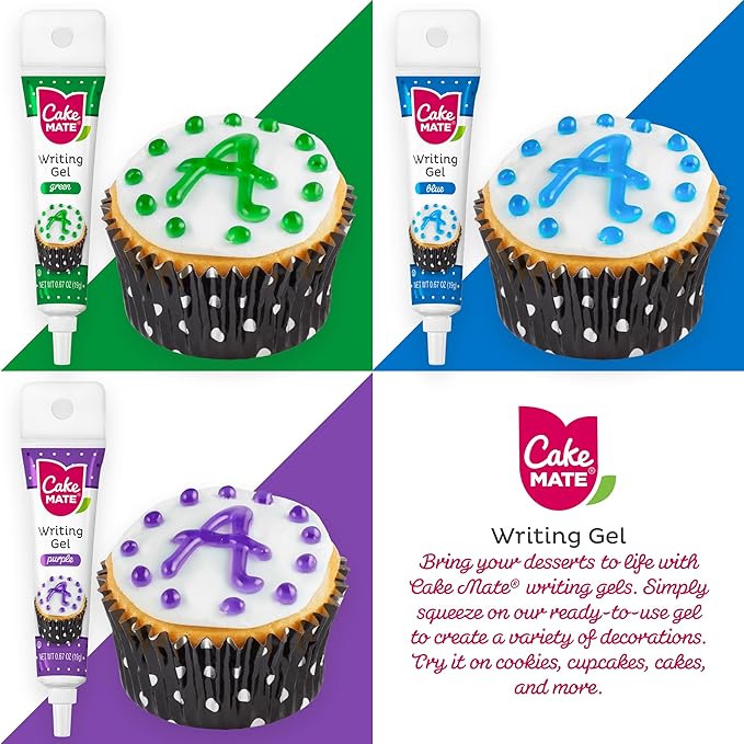 Cake Mate Edible Cake Writing Gels, Vibrant Colors, 9 Pack, 0.67 oz Each