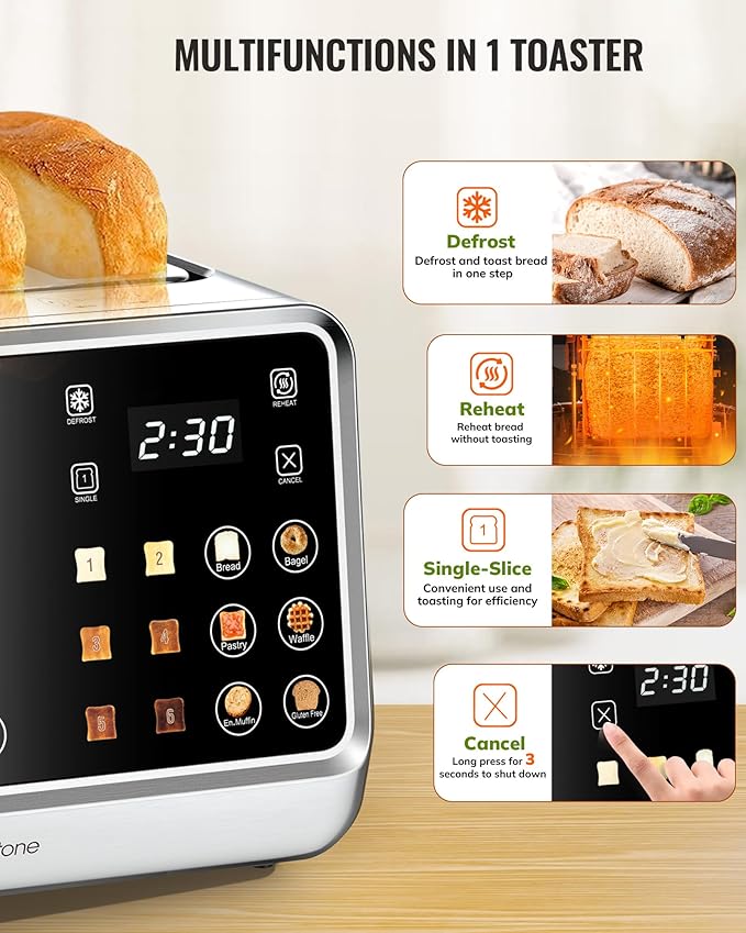 Keenstone 4-Slice Digital Smart Toaster with Touchscreen & Dual Control