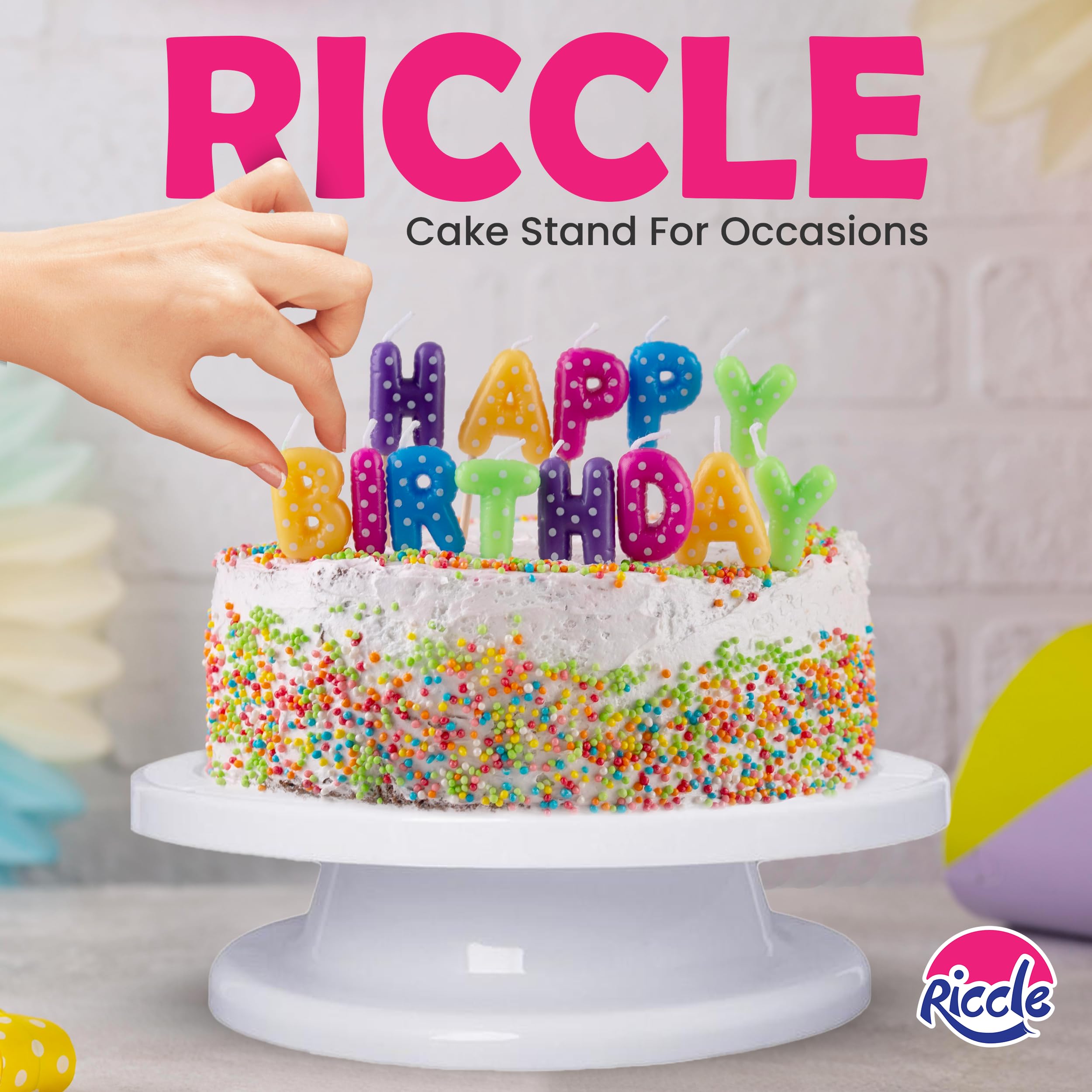 Riccle 88 pcs Cake Decorating Kit with Blue Cake Turntable - Includes 50 Disposable + 2 Reusable Piping Bags and Tips Set, 24 Icing Piping Tips, 2 Spatulas, 3 Icing Comb Scraper (Black)