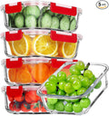 VERONES 5 PACK 36 OZ Glass Meal Prep Containers Set with Lids, Red