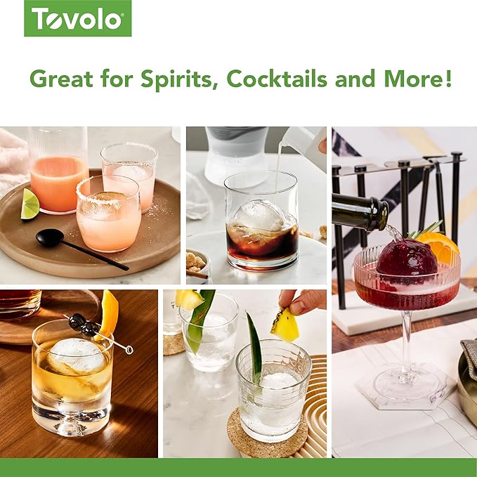 Tovolo Craft Ice Sphere Molds for Whiskey & Cocktails, Set of 2, Large