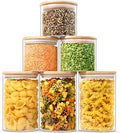 Urban Green Glass Jars with Airtight Lids, Airtight Glass Canisters with Locking Lids, (Bamboo-20oz-30oz)