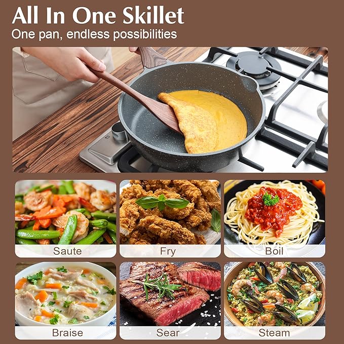 SENSARTE 16Pcs Pots and Pans Set Non Stick, Granite Cookware Set PFOA Free