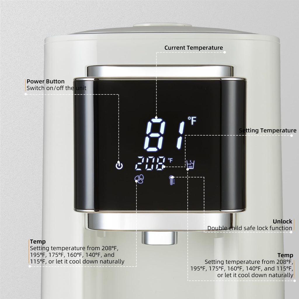 OCTAVO Water Boiler & Warmer 5 Liter, 304 Stainless Steel Water Tank, 700 Watt 6 Adjustable Water Temperature, LCD Touch Control Screen, Child Lock with Water Shortage Indicator