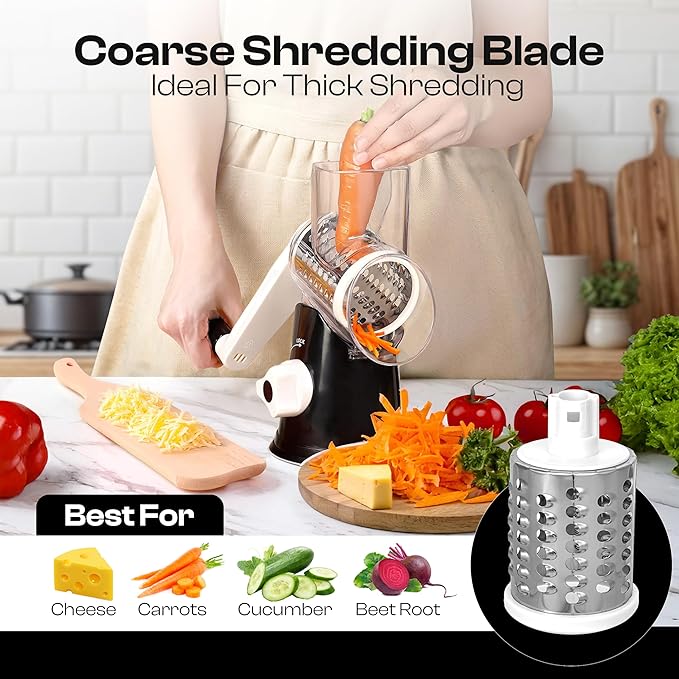 Rotary Cheese Grater Hand Crank - Cheese Shredder Hand Crank with Handle