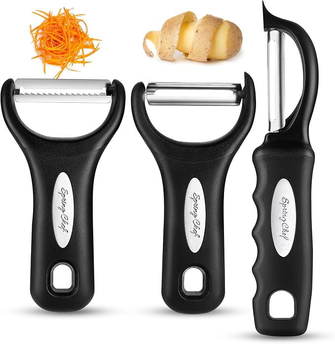 Spring Chef 3pcs Vegetable Peelers for Kitchen, Swivel, Y & Julienne Peeler